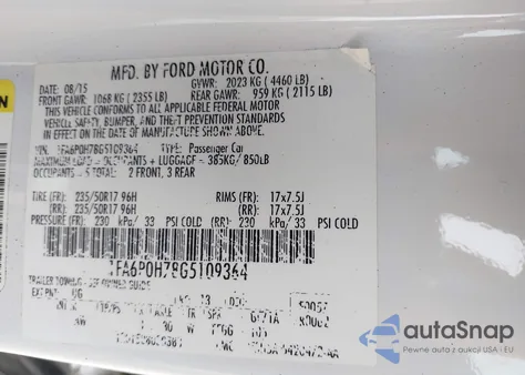 2016 Ford Fusion Se z USA, uszkodzony, nr VIN 1FA6P0H78G5109364